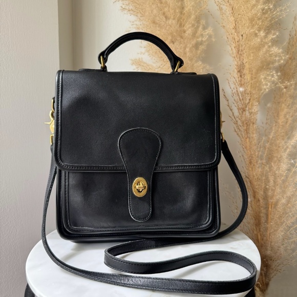 Coach Handbags - Coach Station 5130 Vintage Y2K Black Leather Top Handle Crossbody Shoulder Bag
